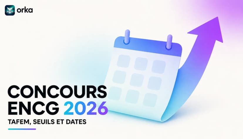 Illustration abstraite pour l'article « Concours ENCG 2026 : TAFEM, Seuils et Dates » — a minimal calendar and timeline element.