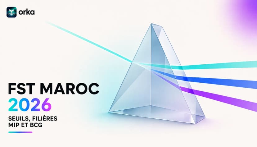 Illustration abstraite pour l'article « FST Maroc 2026 : Seuils, Filières MIP et BCG » — a single abstract shape symbolizing progress.
