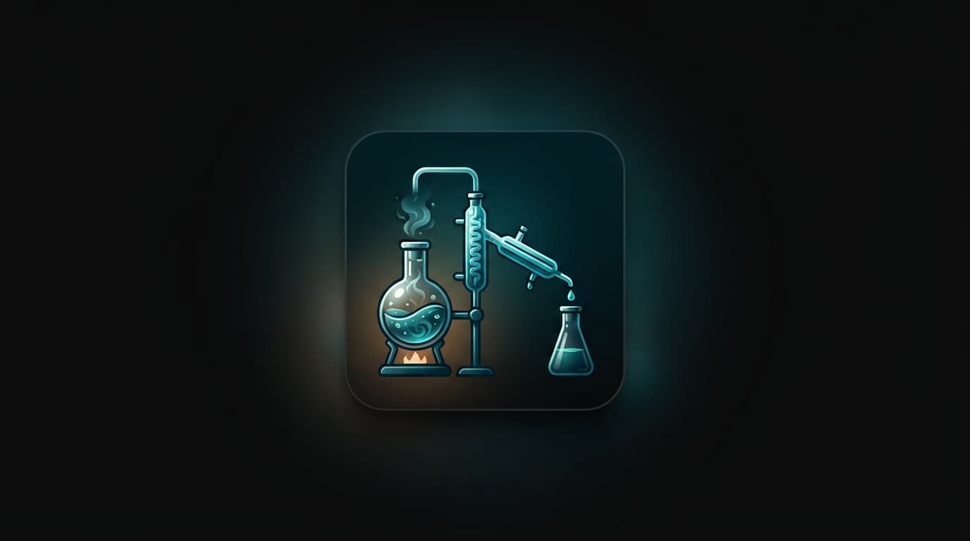 Illustration abstraite pour l'article « Physique-Chimie Bac Maroc : Ce Qui Tombe (PC) » — a minimal chemical reaction diagram.